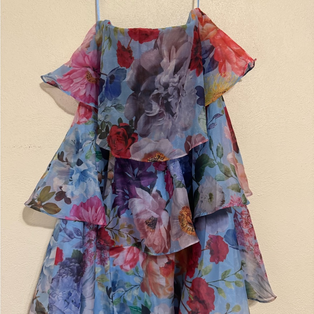 Floral Tiered Mini Strapless Dress